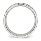 Stainless Steel Brushed w/CZ 7mm Grooved Band