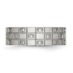 Stainless Steel Brushed w/CZ 7mm Grooved Band