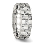 Stainless Steel Brushed w/CZ 7mm Grooved Band