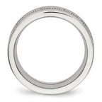 Chisel Stainless Steel Brushed and Polished with CZ Checkered 7.5mm Band