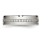 Chisel Stainless Steel Brushed and Polished with CZ 6.5mm Band