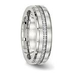 Chisel Stainless Steel Brushed and Polished with CZ 6.5mm Band