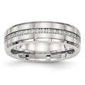 Chisel Stainless Steel Brushed and Polished with CZ 6.5mm Band