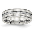 Chisel Stainless Steel Brushed and Polished with CZ 6.5mm Band
