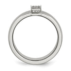 Stainless Steel Brushed w/CZ 8mm Band