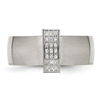 Stainless Steel Brushed w/CZ 8mm Band