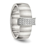 Stainless Steel Brushed w/CZ 8mm Band