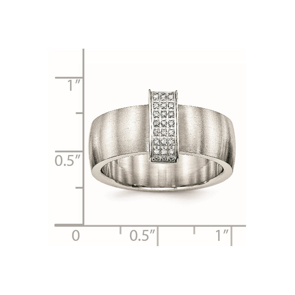 Stainless Steel Brushed w/CZ 8mm Band