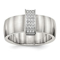Stainless Steel Brushed w/CZ 8mm Band