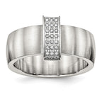 Stainless Steel Brushed w/CZ 8mm Band