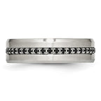 Chisel Stainless Steel Brushed and Polished Black CZ 6.5mm Band