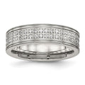 Chisel Stainless Steel Polished with CZ 6.5mm Band