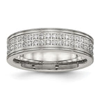 Chisel Stainless Steel Polished with CZ 6.5mm Band