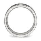 Stainless Steel Polished Black IP-plated w/CZ 8mm Band