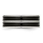 Stainless Steel Polished Black IP-plated w/CZ 8mm Band