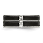 Stainless Steel Polished Black IP-plated w/CZ 8mm Band