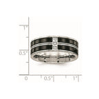 Stainless Steel Polished Black IP-plated w/CZ 8mm Band