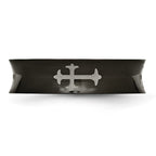 Chisel Stainless Steel Polished Black IP-plated Cross 6mm Concave Band