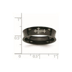 Chisel Stainless Steel Polished Black IP-plated Cross 6mm Concave Band
