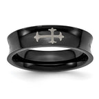Chisel Stainless Steel Polished Black IP-plated Cross 6mm Concave Band