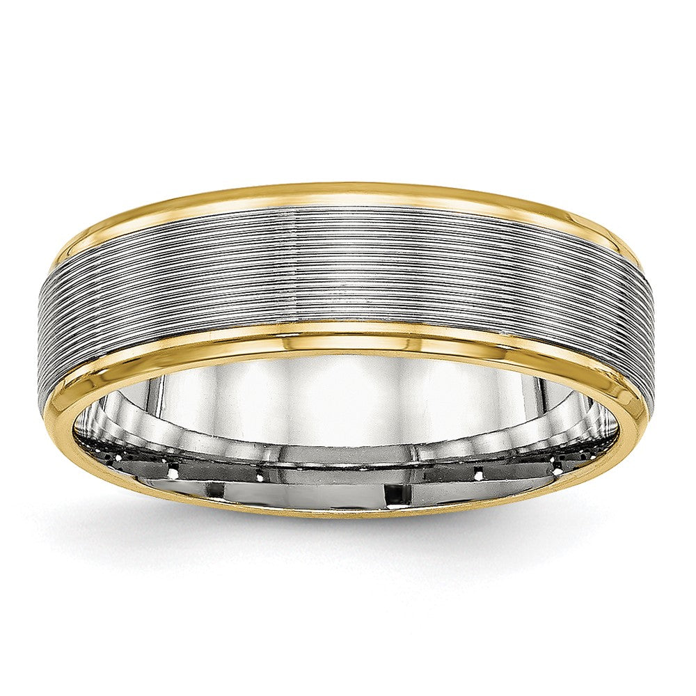 Chisel Stainless Steel Polished Yellow IP-plated 6mm Grooved Band