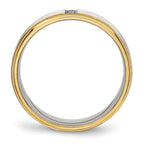 Stainless Steel Polished Yellow IP-plated w/CZ 6mm Grooved Band