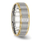 Stainless Steel Polished Yellow IP-plated w/CZ 6mm Grooved Band