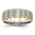 Stainless Steel Polished Yellow IP-plated w/CZ 6mm Grooved Band