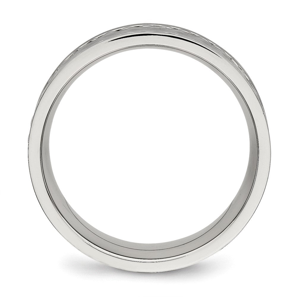 Chisel Stainless Steel Polished and Hammered 8mm Comfort Fit Band