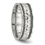 Chisel Stainless Steel Polished and Hammered 8mm Comfort Fit Band