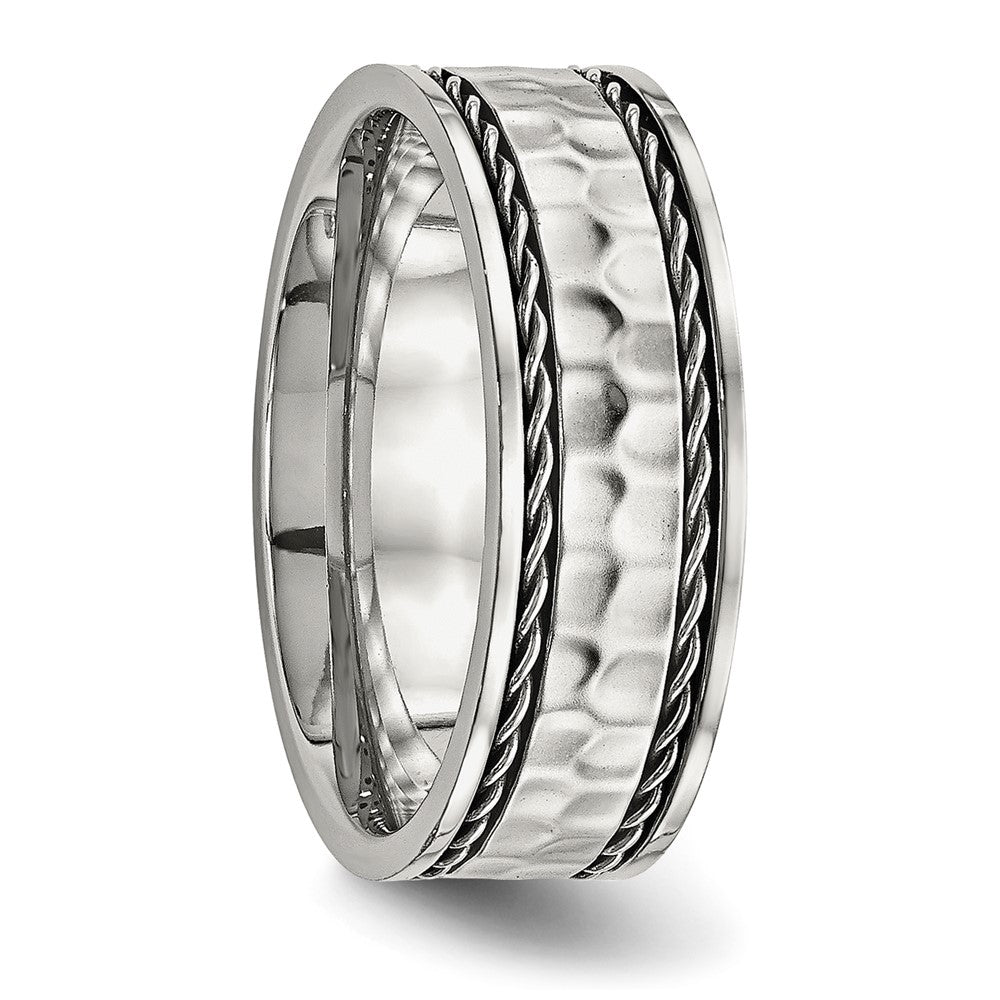 Chisel Stainless Steel Polished and Hammered 8mm Comfort Fit Band