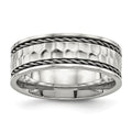 Chisel Stainless Steel Polished and Hammered 8mm Comfort Fit Band
