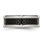 Chisel Stainless Steel Polished with Black Carbon Fiber Inlay 8mm Band