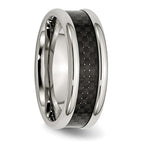 Chisel Stainless Steel Polished with Black Carbon Fiber Inlay 8mm Band