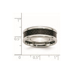Chisel Stainless Steel Polished with Black Carbon Fiber Inlay 8mm Band