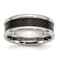 Chisel Stainless Steel Polished with Black Carbon Fiber Inlay 8mm Band