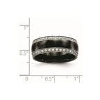 Chisel Stainless Steel Polished with Black Ceramic and CZ Ring