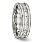 Chisel Stainless Steel Polished with CZ 7mm Band