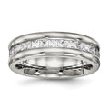 Chisel Stainless Steel Polished with CZ 7mm Band