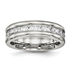 Chisel Stainless Steel Polished with CZ 7mm Band
