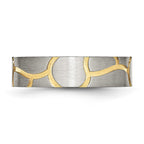 Stainless Steel Brushed Yellow IP-plated 6mm Grooved Band