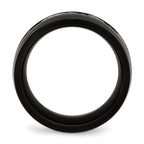 Chisel Stainless Steel Brushed and Polished Black IP-plated with CZ 10mm Band