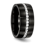Chisel Stainless Steel Brushed and Polished Black IP-plated with CZ 10mm Band