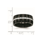 Chisel Stainless Steel Brushed and Polished Black IP-plated with CZ 10mm Band