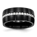 Chisel Stainless Steel Brushed and Polished Black IP-plated with CZ 10mm Band