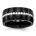 Chisel Stainless Steel Brushed and Polished Black IP-plated with CZ 10mm Band