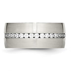 Chisel Stainless Steel Brushed and Polished with CZ 10mm Band