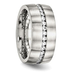 Chisel Stainless Steel Brushed and Polished with CZ 10mm Band