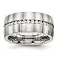 Chisel Stainless Steel Brushed and Polished with CZ 10mm Band