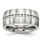 Chisel Stainless Steel Brushed and Polished with CZ 10mm Band